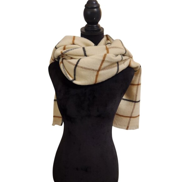 Zara Accessories - Zara Beige Plaid Neck Scarf